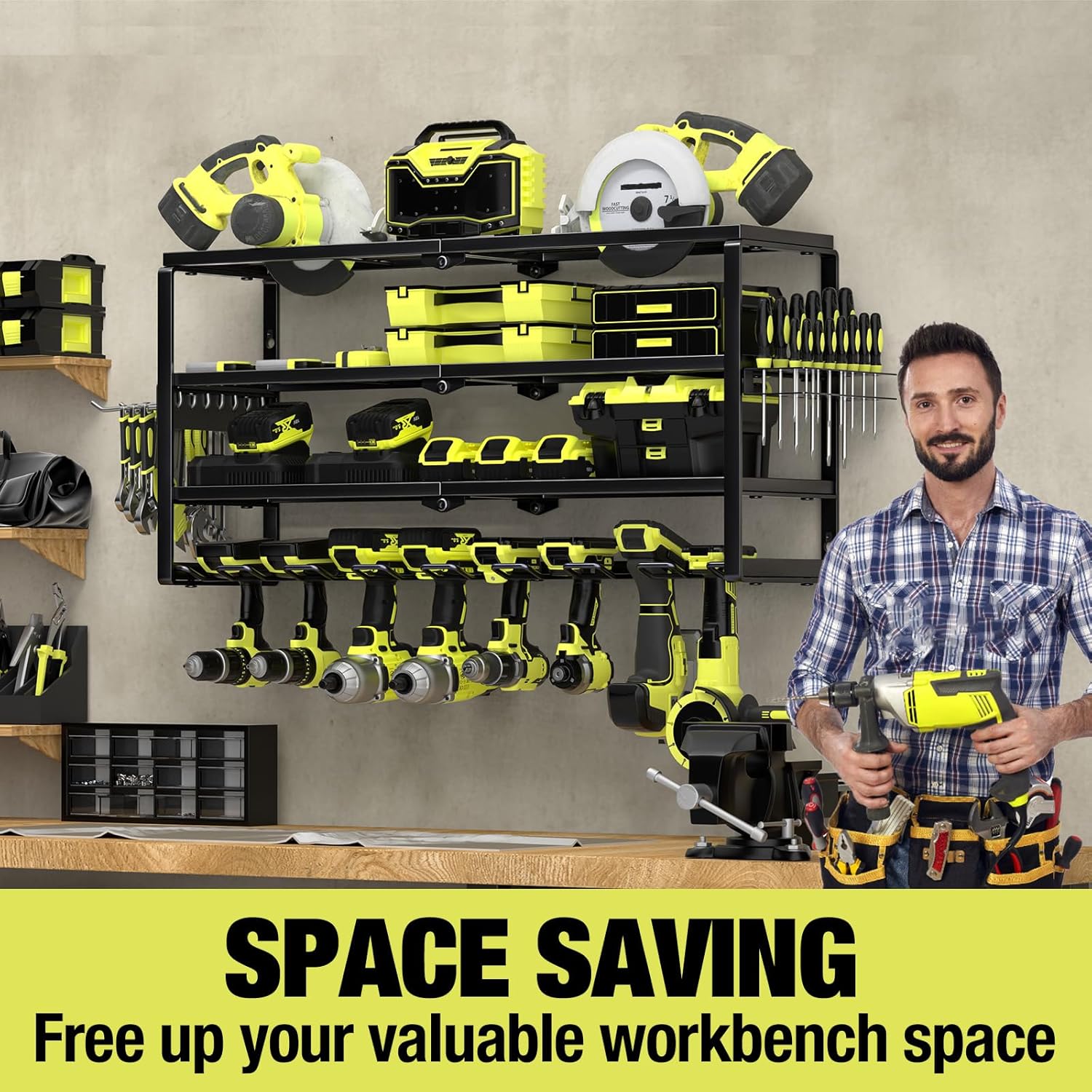 4 Layer Wall Mount Power Tool  - Power Tools Rack review and price